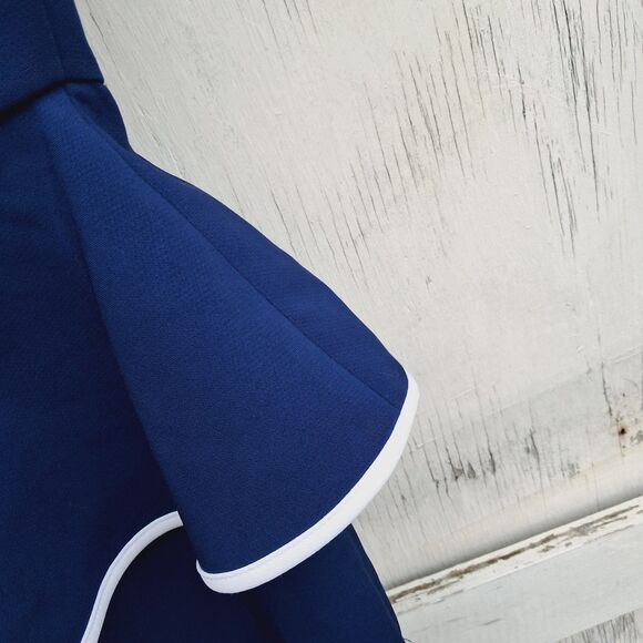 Eva Mendes NY & Company Strapless Navy Peplum Ruffled Midi Coctail Dress 6 Nwt - Picture 7 of 8